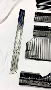 Ốp Bậc Cửa Nẹp Bước Chân Xe KIA Carens 2023 Mẫu Vân Titan Cao Cấp Bộ 8 Chi Tiết Thiết Kế Vân Titan Sang Trọng