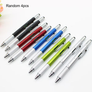 4pcs Fathers Day Gift 6-in-1 Multi Functional Pen Set with Pen Core Screwdriver Ruler Level Birthday Graduation