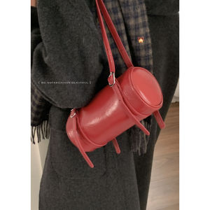 Fashionable Red Womens Bag 2024 New Style Underarm Handbag Single Shoulder Pillow Wedding Bag Korean Style PU Leather Bag