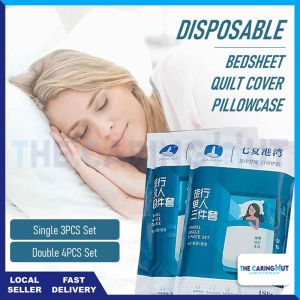 🏅Disposable Bedding Set Portable Travel Pillowcase Quilt Cover Bedsheet
