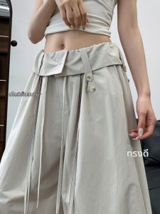 YISOF | Casual Loose Wide Leg High Waist Pants Summer Light Weight 2026 New Design Rope Drawstring