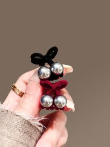 Pearl Cherry Flocking Small Hair Clips Womens Side Top Hair Accessories Hair Care Travel Beauty Products Small Size