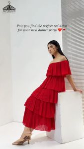 6017 Lunna Plisket Maxi Dress Pesta Wanita Dress Natal