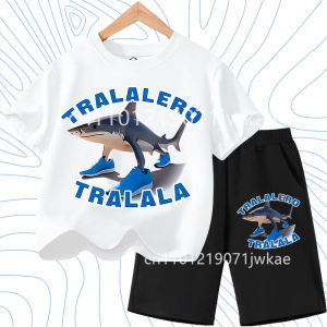 Italian Brainrot Animals Kids T-shirt Set Cappuccino Assassino Short Sleeve Tops+pants Kids Funny Meme Cute Tee Summer Clothing