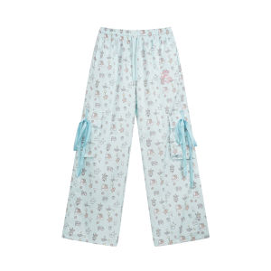 XUNXI Animal Print High Waist Elastic Casual Pants Womens Spring Autumn New Style Butterfly Knot Loose Leggings Trendy