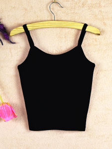 เสื้อกั๊กสายเดี่ยวทรงเข้ารูปผ้าฝ้ายแท้สำหรับผู้หญิง ฤดูใบไม้ร่วง 2024 แขนสั้น ปกโปโล เสื้อชั้นใน ชุดชั้นใน กระโปรงสั้น เสื้อกั๊กคอวี