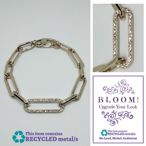 RECYCLED - Gold-plated Thick Chain Link Bracelet for Women with Glass Gemstone Accent - MEDIUM - BLOOM Upgrade Your Look