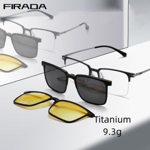 FIRADA Fashion Eyewear Retro Square Half Frames Magnet Eyeglasses Myopia Optical Prescription Glasses Frame For Men Women T93003Y