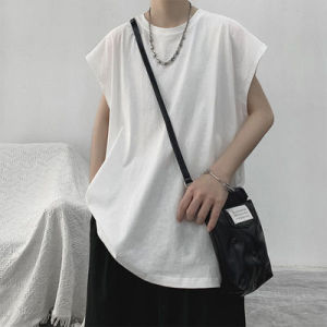 Summer New Sleeveless T-Shirt Mens Trendy Casual Loose Underwaist Tank Hong Kong Style Ins Cool and Wild Minimalist Tops