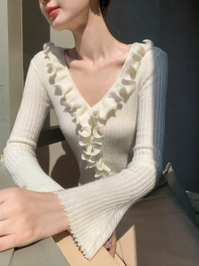 XXNING | Áo Sweater Len Dệt Flared Tùng Xòe Dài Tay Nhiều Lớp