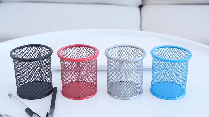 Lọ cắm bút trụ tròn chất liệu thép sơn tĩnh điện, ống bút để bàn dạng ...