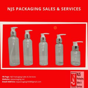 Empty Clear Pet Bottle W/ Silver Collar Lotion Pump 24mm