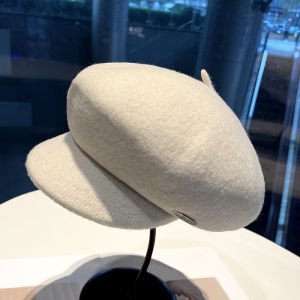 หมวกเบเร่ต์ผ้าขนสัตว์ผสมขนแกะฤดูใบไม้ร่วงและฤดูหนาวสำหรับผู้หญิง ทรงทันสมัย ทรงเรโทร ทรงหน้ามน ทรงที่สวมใส่ได้หลากหลาย อบอุ่น หมวกศิลปิน