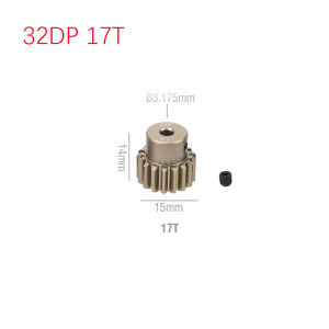 NEEBRC 32DP 3.175mm Shaft Metal Pinion Motor Gear 12T 13T 14T 15T 16T 17T 18T 19T 20T for 1/8 1/10 RC Car Wltoys Traxxas Tamiya
