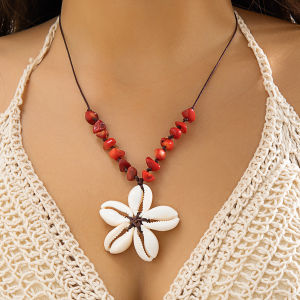 Ingemark Bohemian Big Flower Pendant Pendant Choker Necklace for Women Trendy Red Rope Adjustable Chain Aesthetics Jewelry Gift