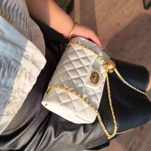 Fashionable Summer Leather Shoulder Bag Womens Handbag Diamond Pattern Chain Design Gold Ball Square Fat Crossbody Bag