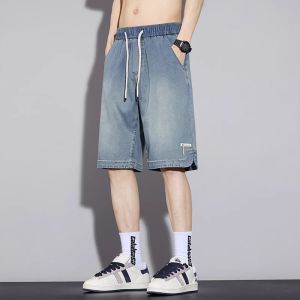 Summer Straight Leg Ice Silk Boys Jeans Shorts