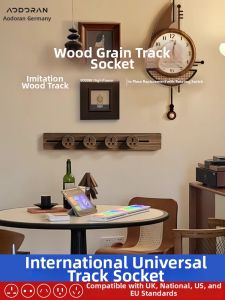 aodoran | Wood Grain Vintage Track Socket British Style Power Strip