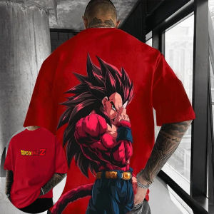 Bandai | Dragon Ball Summer Mens T-Shirt Japan Anime Vegeta Autumn Personality Harajuku Boy Childrens Parent-Child Trend Short Sleeve