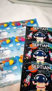 2-4 Stiker Ultah Anak Ulang Tahun Label Bentuk Kotak Sticker Ulang Taun Uk.Kecil Buzz Gell