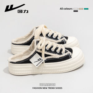 Womens Canvas Slip-On Shoes Breathable round Toe Flat Casual Cross Buckle Waterproof Platform Low Help Fashion Footwear