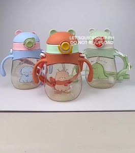 10-OZ BPA Free Baby Training Sippy Cup Kids Bottle Leak-proof with Straw & Strap - For 9month & up