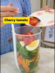 1000ML 3In1 Portable Salad Cup with Fork Sauce Container Breakfast Salad Bowl School Work Lunch Food Storage Bento Box