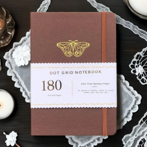 BUJO Dotted Journal A5 – 180gsm Ultra Thick Paper Silver Edges Hardcover Dot Notebook with Pocket & 3 Bookmarks