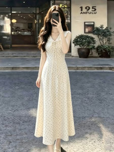 NIUVIES | Đầm Dots Không Tay Dài Slimming Nữ