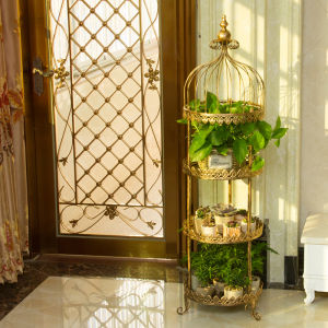 Floor Storage Rack Multi-Layer European-Style Retro Iron Art Bird Cage Decoration Ornaments Cosmetics Storage Rack Living Room Pergola