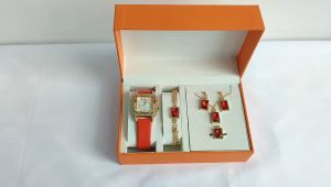 GiftDeal Free Gift Box Original Sports Waterproof Gold Steel Strap Watch for Women with Jewelry Set