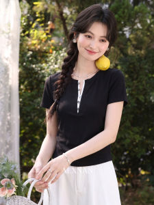 Áo Thun Đen Cổ Henley Slim Fit