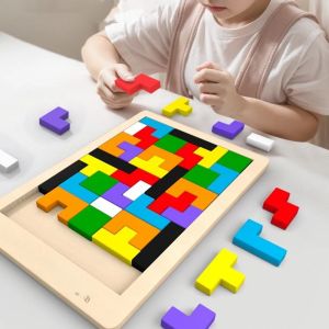 W21 Colorful wooden puzzle toys Tangram Montessori materials childrens puzzle toys Building blocks Childrens learning toys