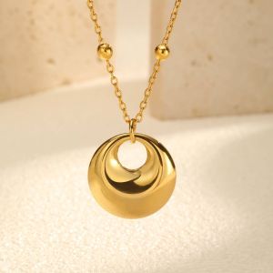 สร้อยคอโซ่ลูกปัดรูปทรงเรขาคณิตเหล็กกล้าไร้สนิม Kemstone เป็นชั้นที่เรียบง่ายเป็นของขวัญสำหรับผู้หญิง