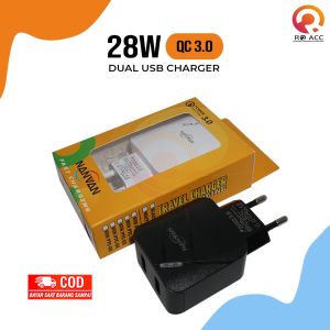 NANVAN NVN-PTC05 BATOK KEPALA CHARGER FAST CHARGING DUAL USB QUALCOMM 3.0 WITH BODY LAMP DESIGN