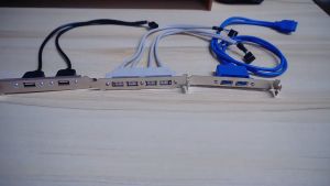 Dual Motherboard 9Pin Header to 4Port USB 2.0 Female Cable PCI Bracket 2 Ports USB 2.0 Female Back Panel To Motherboard 9pin Header Connector Cable Adapter with PCI Slot Plate Bracket 30cm