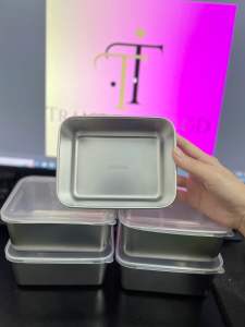 Set 5 Khay Hộp Inox size nhỏ SUS 304 Đựng Bảo Quản Thực Phẩm Kèm Nắp Nhựa. Đựng Gia Vị Topping Đồ Uống. Vệ Sinh An Toàn Sạch Sẽ kích thước 13x10x6cm
