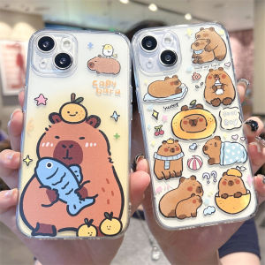 Adorable Capybara Water Phone Case Silicone Anti-Fall Cute Couple Cartoon Style Compatible with Various  Models