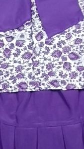 Setelan seragam batik ungu sekolah paud nasional lengan pendek perempuan