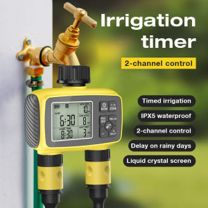 LCD Display Irrigation Water Timer Automatic Garden Flower Watering System 2 Zone Programmable Irrigation Control Sprinkler