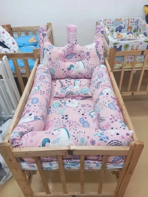 Wooden Crib Adjustable w/ Crown Set (COMPLETE SET)
