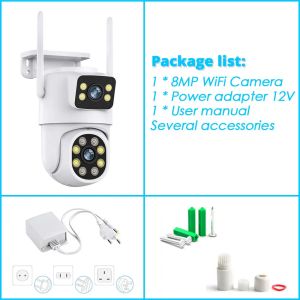 Tuya Smart Wireless Outdoor 4K 8MP WiFi Security Camera Dual Lens HD Video Surveillance IP Camera 360 Home CCTV PT Auto Tracking