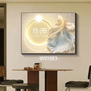 Modern Decorative Painting with LED Clock And Lunar Calendar New Chinese Style Carp Blocking Box for Restaurant Electric Meter