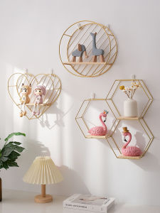 Nordic Style Wall Mounted Decorative Shelf Creative Iron Art Living Room Bedroom Restaurant Room Decoration Utility Rack