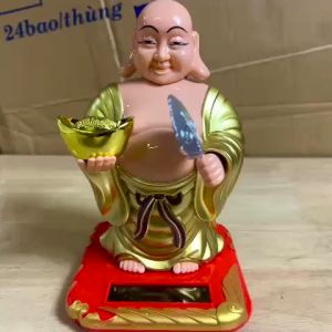 ÔNG DI LẶC NĂNG LƯỢNG MẶT TRỜI CẦM THỎI VÀNG GIÚP GIA CHỦ PHÁT TÀI PHÁT LỘC TRANG TRÍ CỬA HÀNG VĂN PHÒNG CAO 110CM