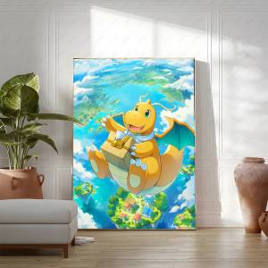 Bandai | Pokemon Anime Canvas Wall Art Prints - Squirtle Totodile Mudkip Thiết Bị Ngoại Vi Phong Cách Hiện Đại Poster Dán Trang Trí Nhà
