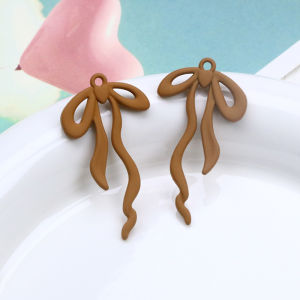 Alloy Creative Rubber Paint Color Strip Bows Pendant DIY Ornament Accessories Earrings Necklace Pendant