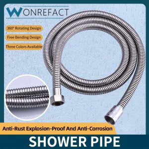 Bathroom Chrome 2m Shower Hose Set 304 Stainless Steel Encrypted Retractable Flower Design Enhanced Durability