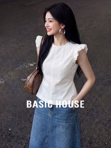 Basic House | Design Sense Round Neck Ruffled Sleeveless Shirt for Summer
