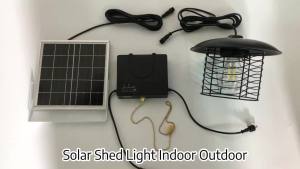 Solar Light Outdoor Solar Pendant Light with Remote Switch for Shed Barn Motor Home 3 Mode Iron Pendant Lamp IP65 Waterproof
